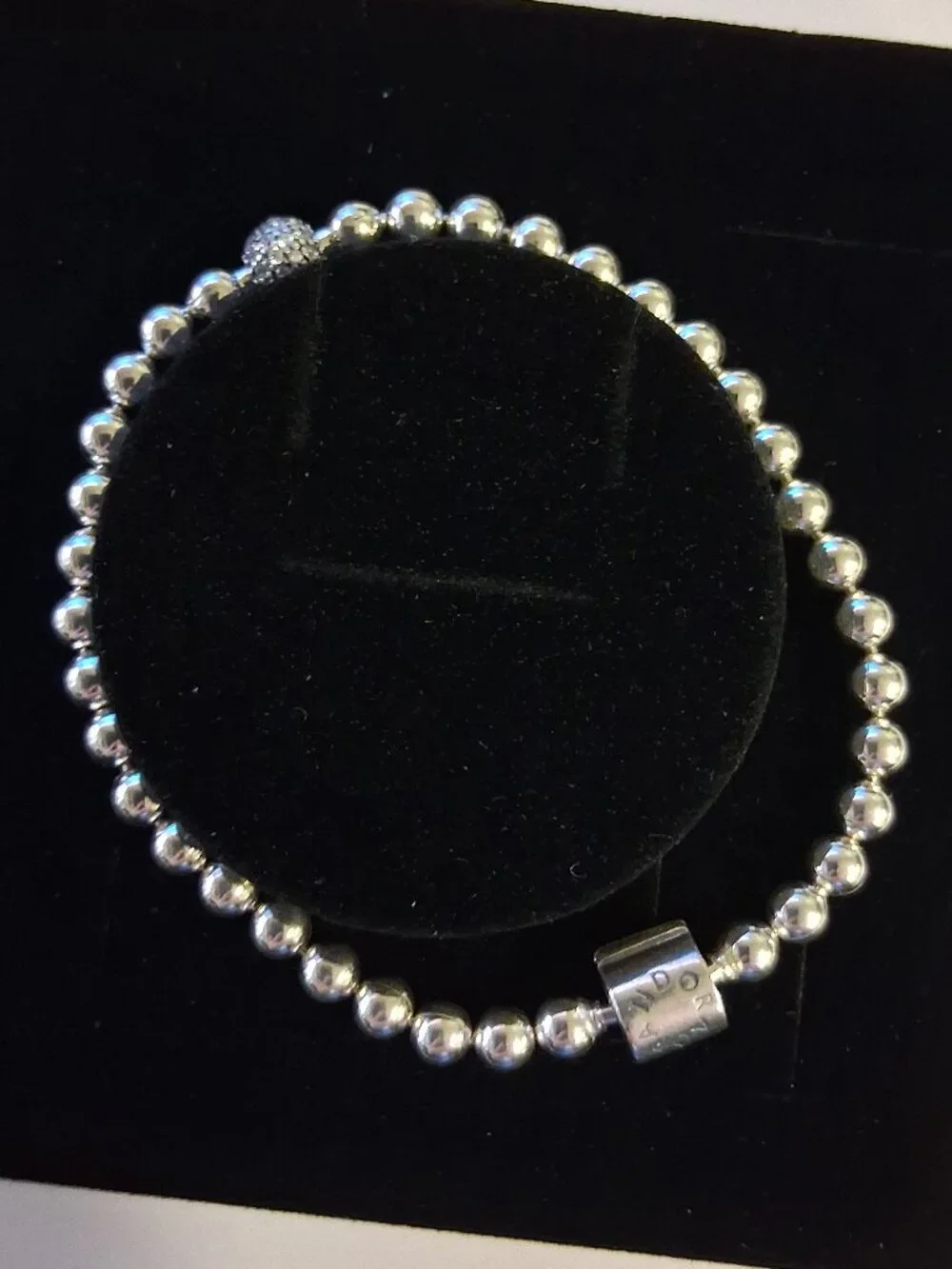Pandora Beaded Sterling Silver Bracelet with Clear Cubic Zirconia - Picture 1 of 6